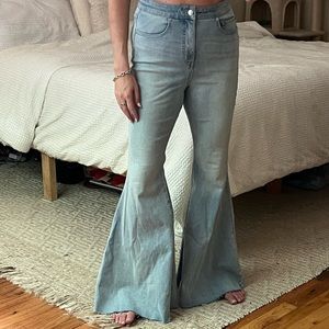 CRVY Super High-Rise Lace-Up Flare Jeans